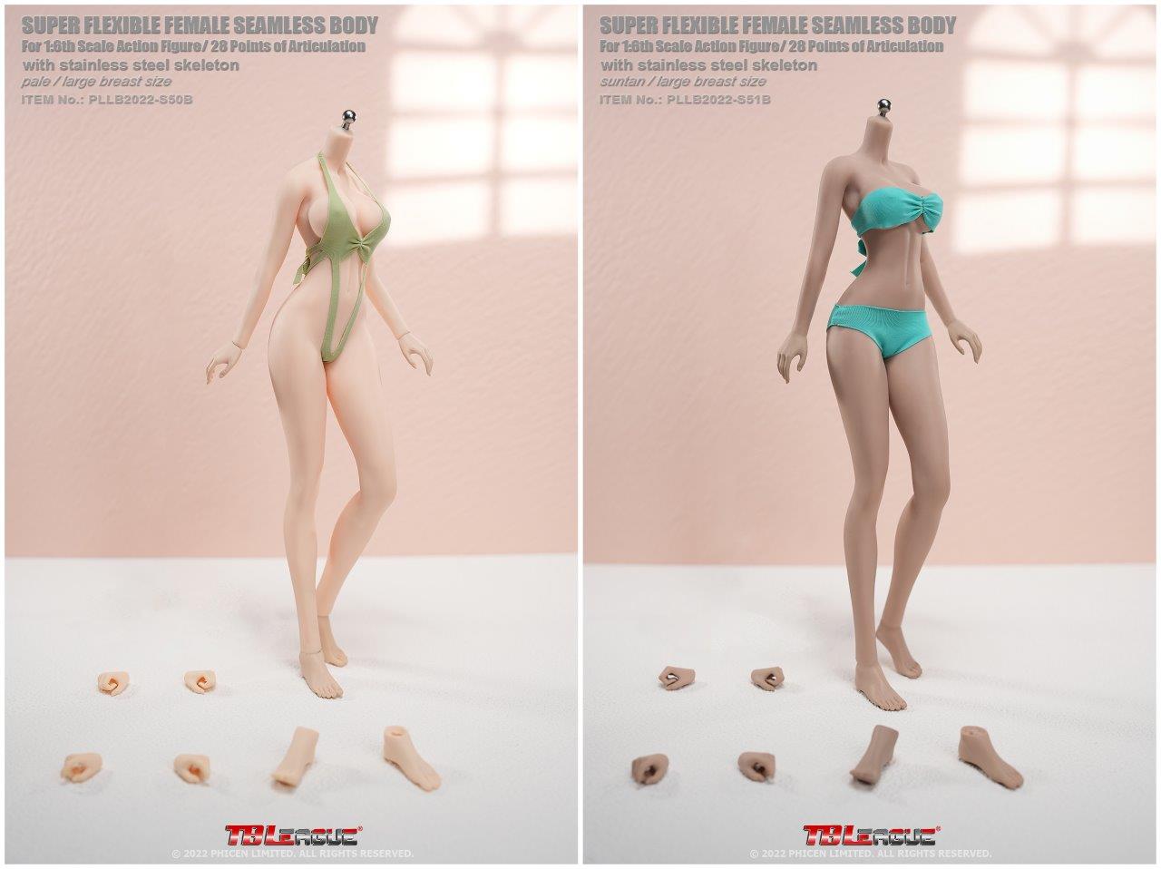 Phicen 1/12 Scale Female Seamless Action Figure Super-Flexible Famale  Figure Dolls Set T03A T03B (Pale)