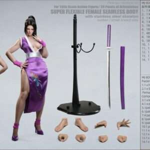 [MJ-BD02H] Fighting Style Female Body with Head, Detachable Feet, Small Bust, Tan Skin