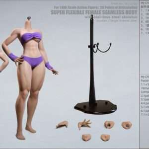 [MJ-CF02] Fighting Style Female Body, Head Not Included, Fixed Feet, Large Bust, Tan Skin