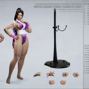[MJ-CF02H] Fighting Style Female Body with Head, Non-detachable Feet, Large Bust, Tan Skin